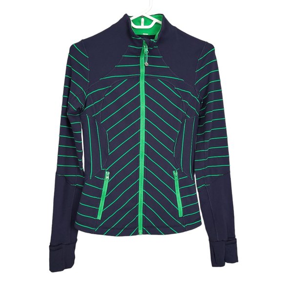 LULULEMON Women's Forme Jacket XS/S Blue Green Striped Cuffins Full Zip Inkwell - Picture 5 of 12